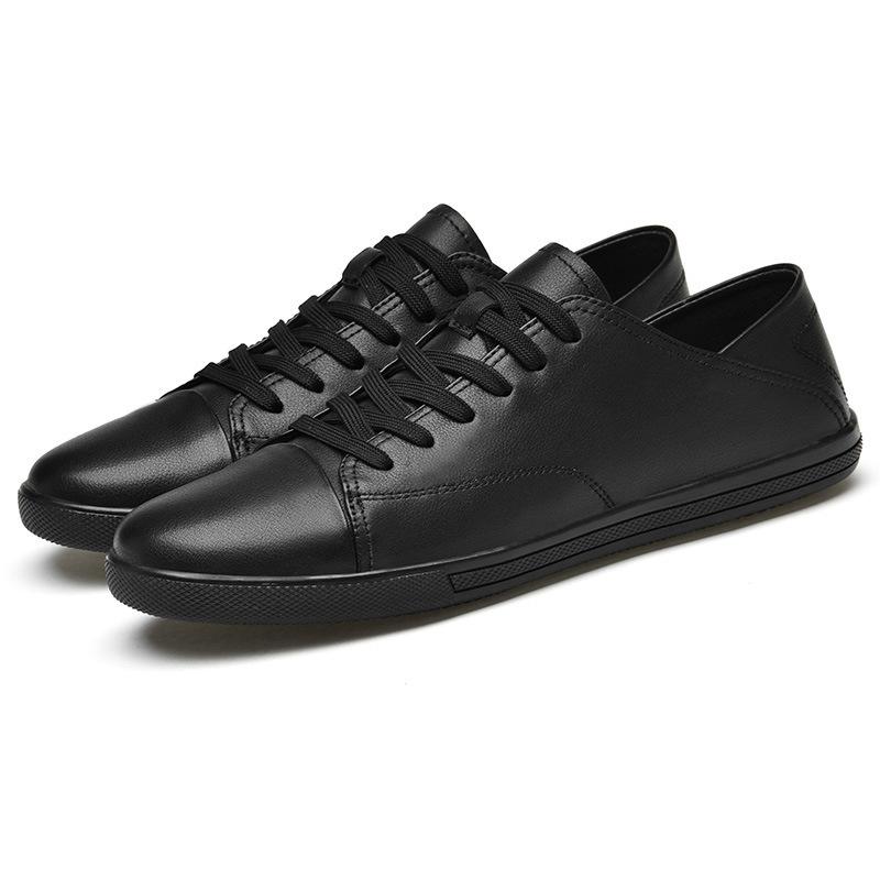 

Большого размера двухслойная коровья кожа маленькие белые туфли кеды летние женские модели 2025 новые весенние плоская подошва повседневные универсальные 46 чёрный