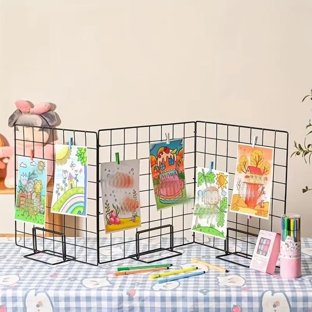 Grid Art and Photo Racks, Modern Metal Display Brackets for Grid Panels, Desktop Stands, and Jewelry Booth Racks