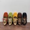 Französisches Wildleder Flache Einzelne Damen Schuhe für Frühling und Sommer Sanfte Mary Jane Ballett Abendschuhe