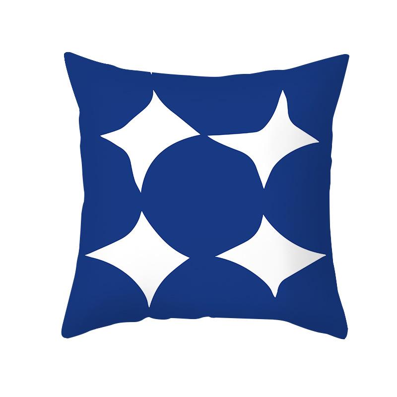 Nordic Simple Pillow Cover Ins Blue Abstract Super Soft Printed Pillow Retro Art Pillow Cover Sofa Cushion