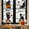 Seasonal Window Adsorption 4 Sheets Halloween Black Cat Clings, Spooky Pumpkin Reusable Sticker Sticker, Double Sided Static Decals for Glass