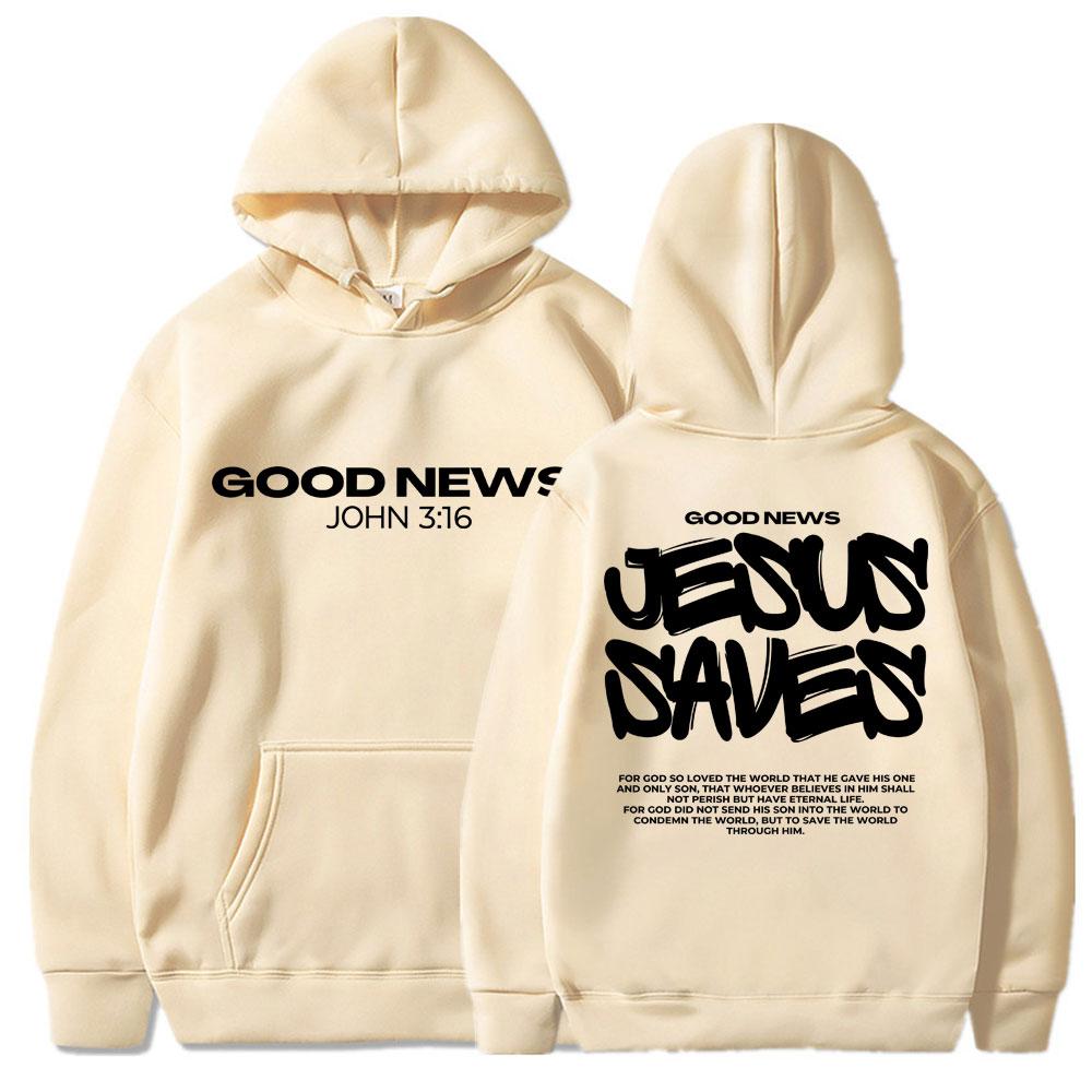 Christian Religious Jesus Saves Print Hoodie Men's Fashion Harajuku Faith Hoody Sweatshirt Fleece Oversized
