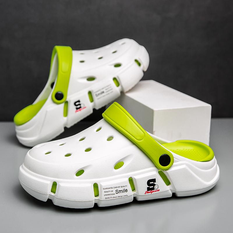Fashion 2025 Summer Men's Sandals With Thick Sole Breathable Outer Wear Car Shoe Flat Heel Slip-On Beach Shoe Couple's Double Wear