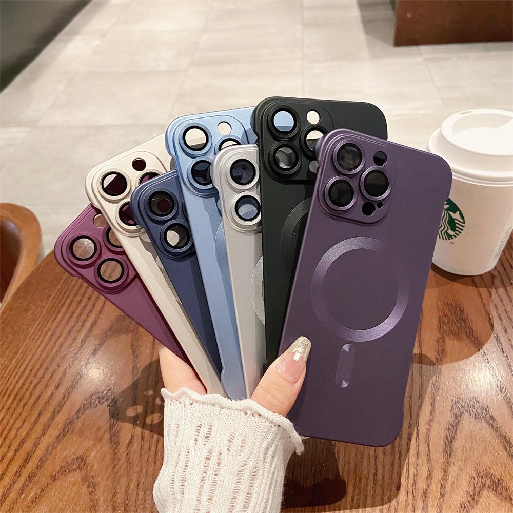 Ultra Thin PC Magsafe Case for iPhone 11 12 13 14 Pro Max 14 Plus iPhone 15 Pro Frameless Hard Shockproof Lens Protector Cover