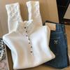 Women's Autumn/Winter 2026 Korean Half-High Neck Hollow Knit Sweater
