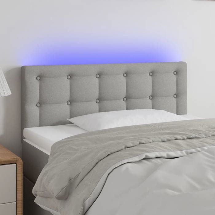 VidaXL Tête de Lit à LED Meuble de Chambre à Coucher Accessoire de Lit Simple Tête de Cadre de Lit Intérieur Gris Clair 3122036