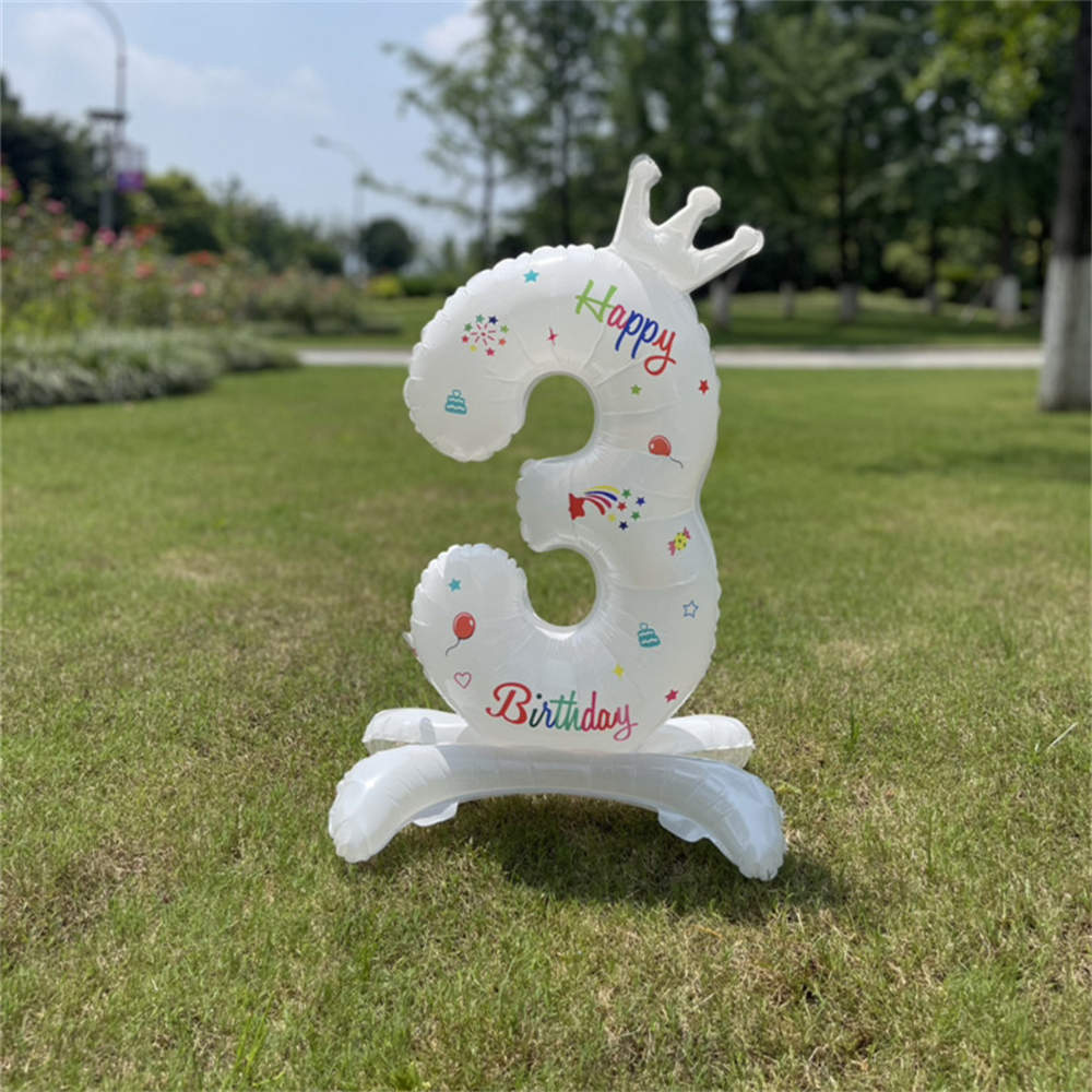 

32-дюймовые воздушные шары с цифрами на день рождения, годовщину, свадьбу, поздравление, украшение для вечеринки, белая корона, алюминиевая фольга, на подставке 32inch