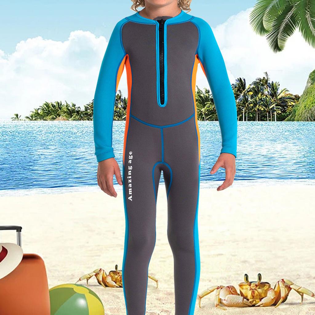 Kids Wetsuit Long Sleeve Neoprene Keep Warm Sun Protection Swimsuit for Boys Girls Surfing Swimming Size 12