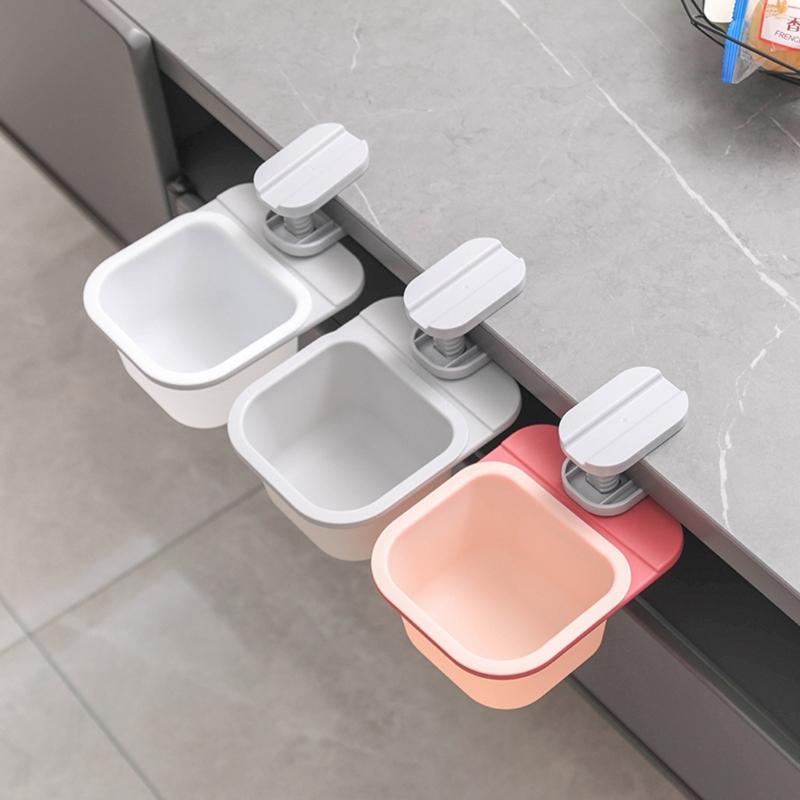 Black Rotating Desktop Waste Bin Feature Simple Open Close Mechanism Desk Waste Bin For Kitchen And Desk Organization