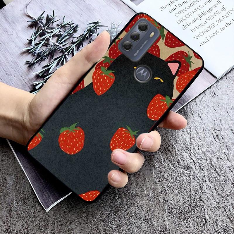 Phone Case For Moto G86 G85 G75 G15 G05 G56 G72 G53 G54 G84 G60 G31 G32 G24  G 5G G Play Strawberry Cat Cartoon