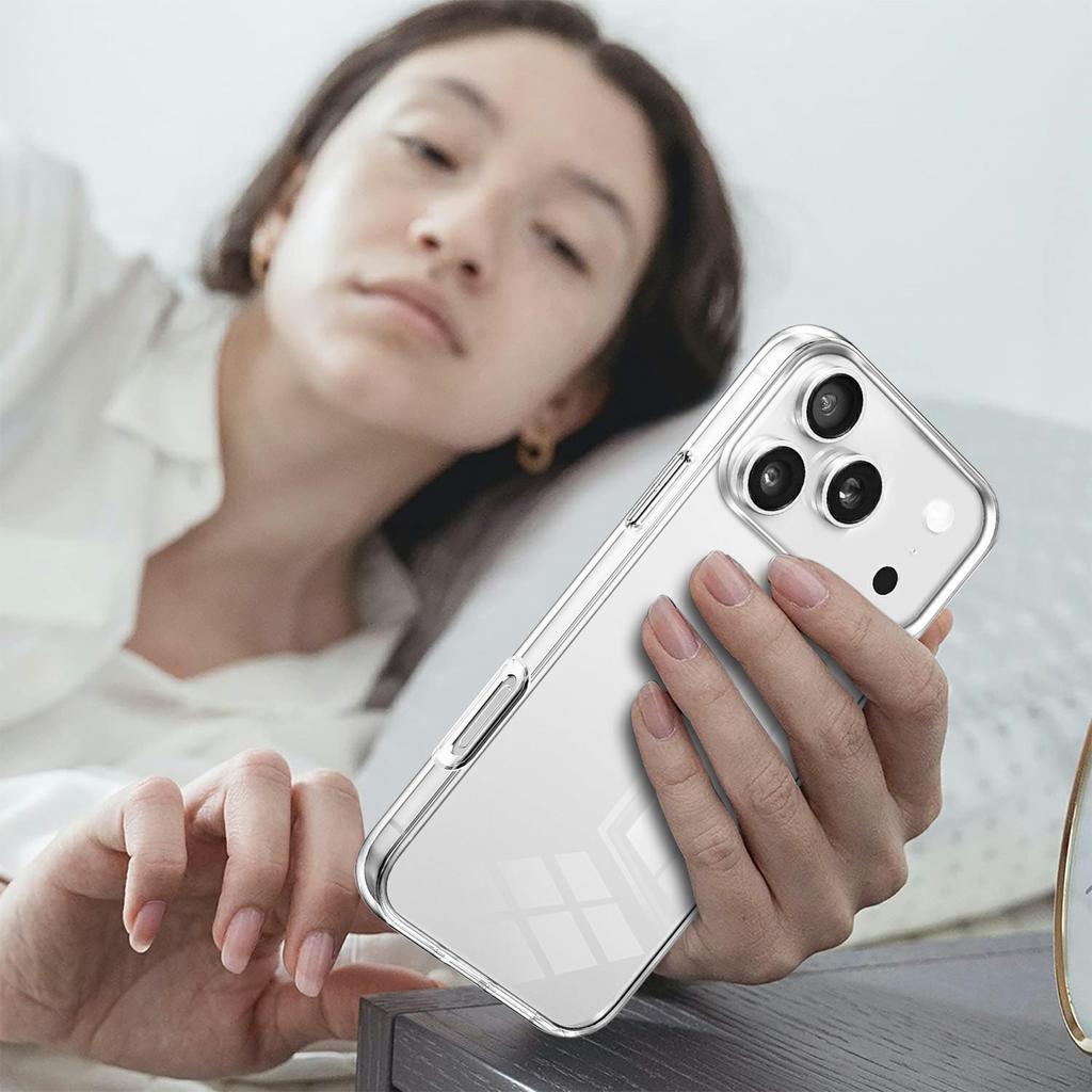 For iPhone 17 Pro Case TPU Frame Clear Acrylic Back Phone Cover with PET Film
