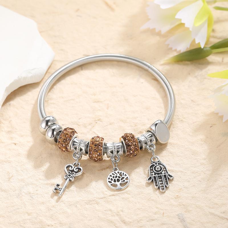 Fashion Beaded Elastic Bracelets Heart Stars Dragonfly Pendant Bangles Women Girls Jewelry Wristband