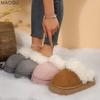 Women's Furry Cotton Slippers Star Decors Platform Sole Winter Warm Slip on Slides Cover Toe Outdoor Indoor Comfort House Shoes