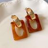 Maillard coffee color geometric earrings 2025 light luxury high-end temperament stud earrings niche retro style earrings