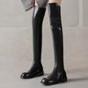 Krazing Pot Flock Microfiber Autumn Winter Shoes Thick Heels Size 43 Long Boots Black Brown Stretch Over-the-knee Boots