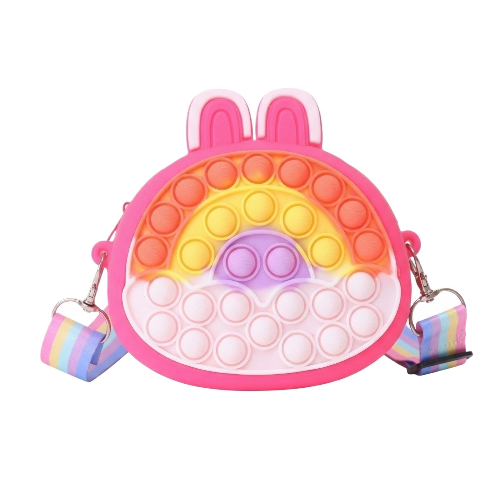 

Colorful Cartoon Silicone Coin Purse Crossbody Backpack Stress Relief Children s Zipper Bag One Size горячий розовый