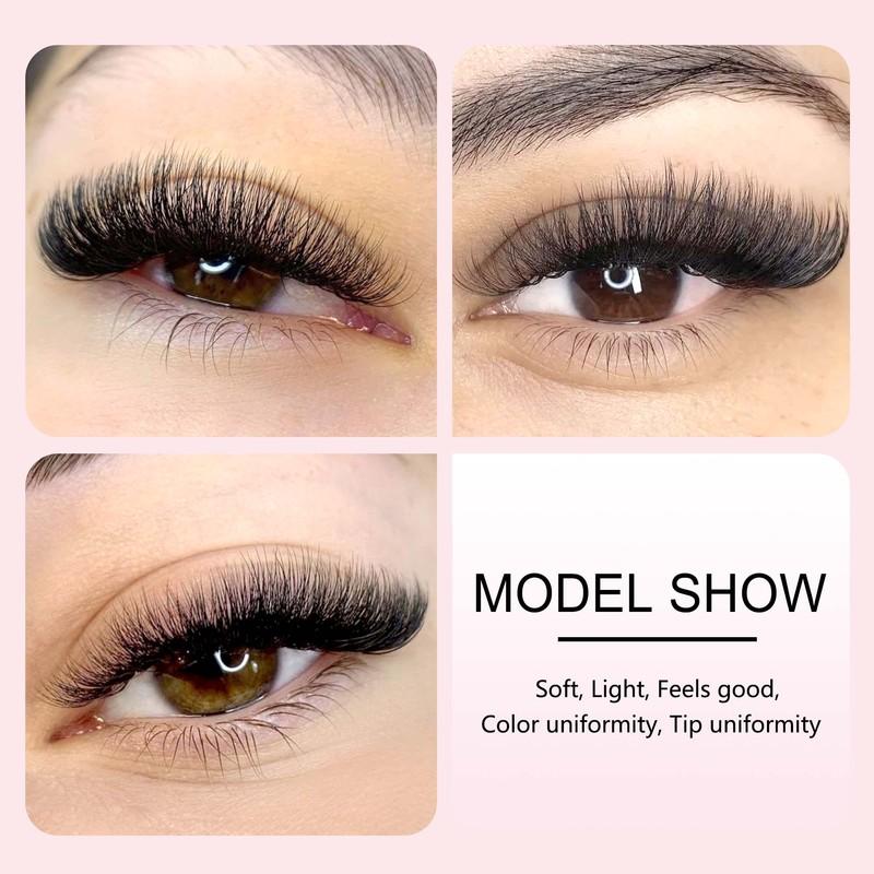CoMango 0.03-0.10mm Matte Dark Black Easy Fan Lashes Volume Extension Mega Eyelashes Blooming Fans Eyelash Extension Cilios