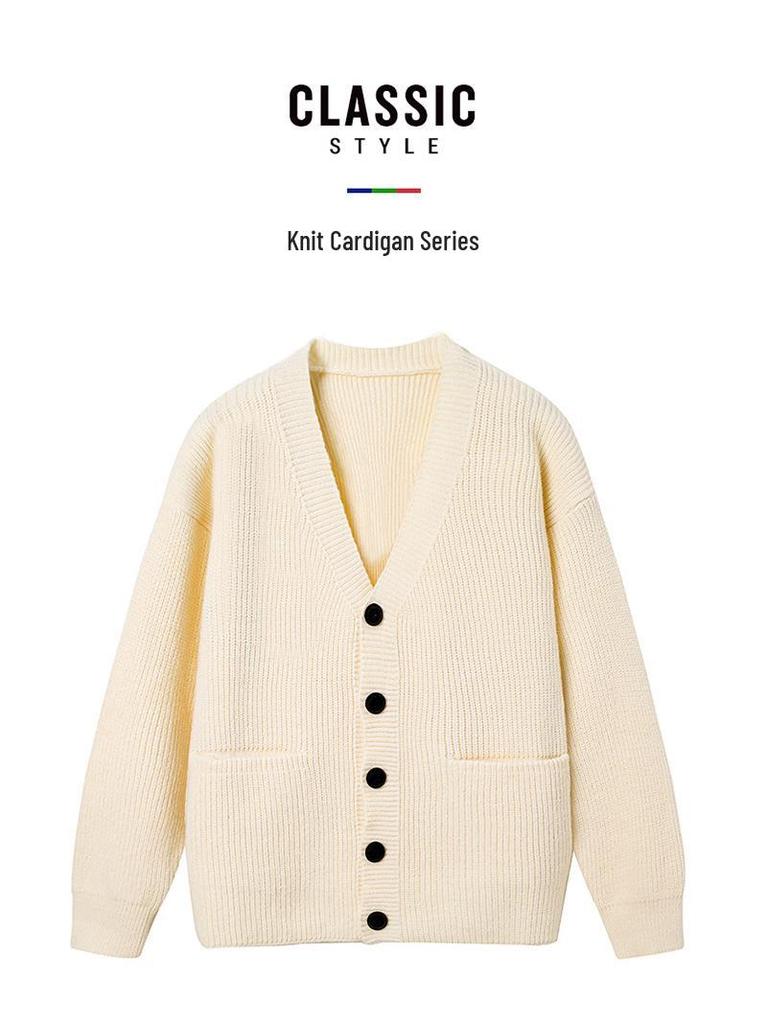 Men's Japanese Retro Cardigan: Casual, Solid Color, Cozy Knitwear for Autumn/Winter