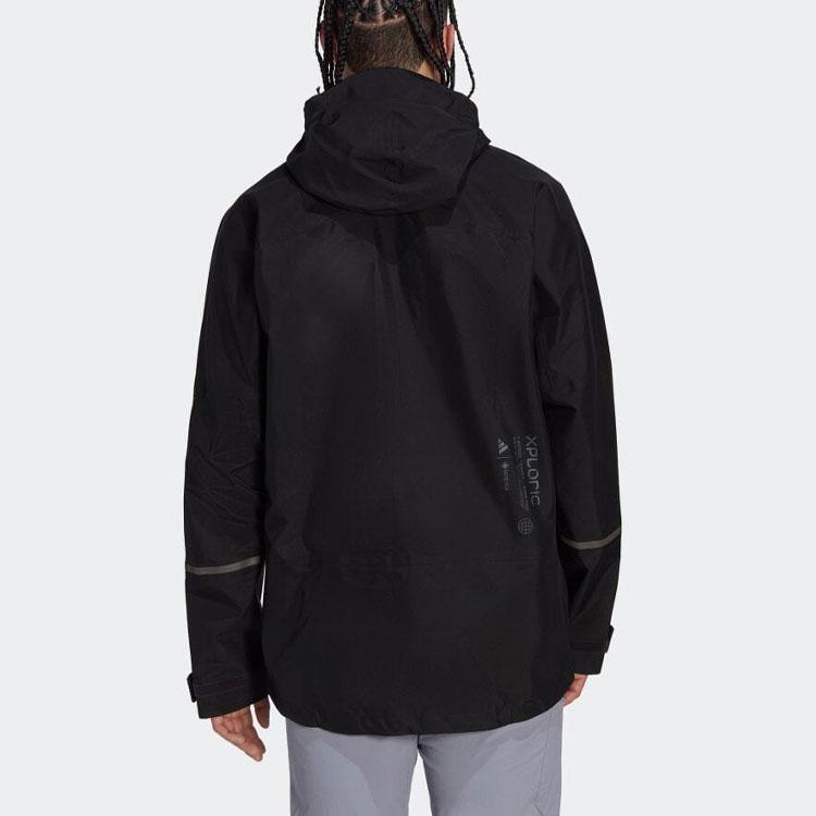Adidas Letter Print Long Sleeve Hooded Jacket Men Jacket Black HN2918