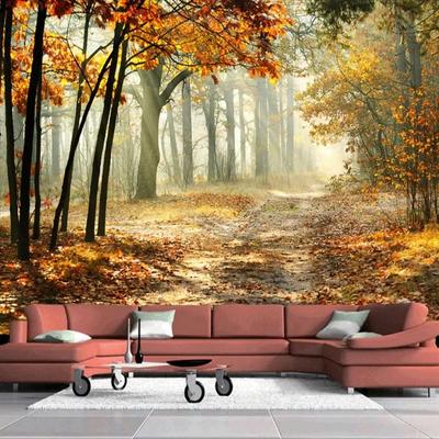 Moderne Fototapete Herbstwald 3D Wandbild Wohnzimmer Schlafzimmer Esszimmer Romantische Wohndekor Tapeten