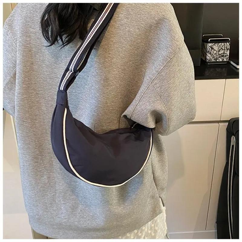 Casual Commute Women's Hobos Crossbody Bags Lightweight Portable Ladies Shoulder Bag Ctrast Color Simple Female Purse Handbags