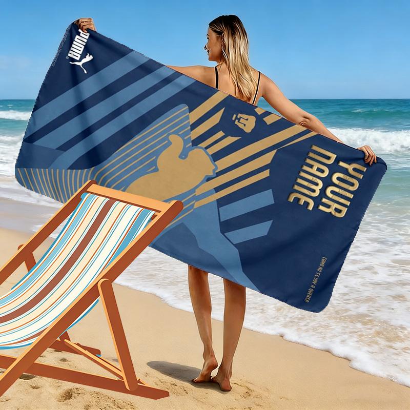 Name Custom UNAM Pumas Print Beach Towel, Large Soft Quick Dry Towel for Beach Camping Swimming