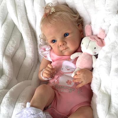 NPK 48cm Realistische Reborn Baby Puppe - Handgefertigter Silikonkopf & Gliedmaßen mit Weichem Baumwollkörper