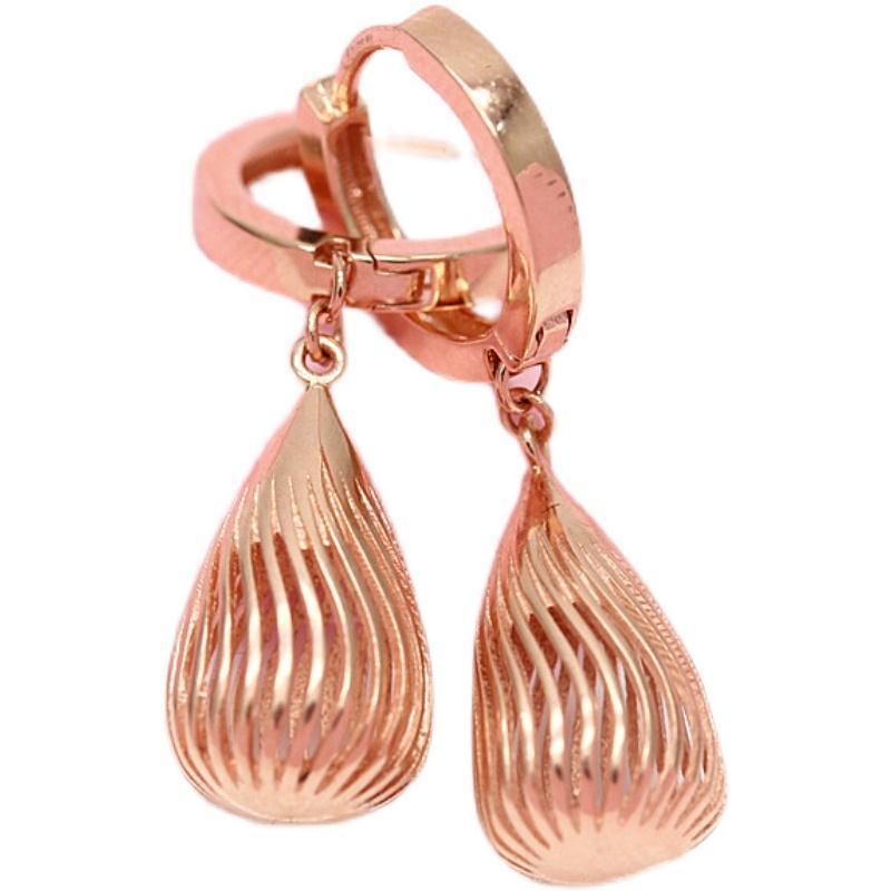 Exquisite 585 Purple Gold Plated Rose Gold Water Drop Hollow Earrings Simple And Exquisite Fashion Ins Cold Wind Ear Buckles
