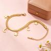Star Moon Pendant Bracelet Stainless Steel Women's Fashion Charm Double Layer Chain Snake Chain Jewelry Party Gift