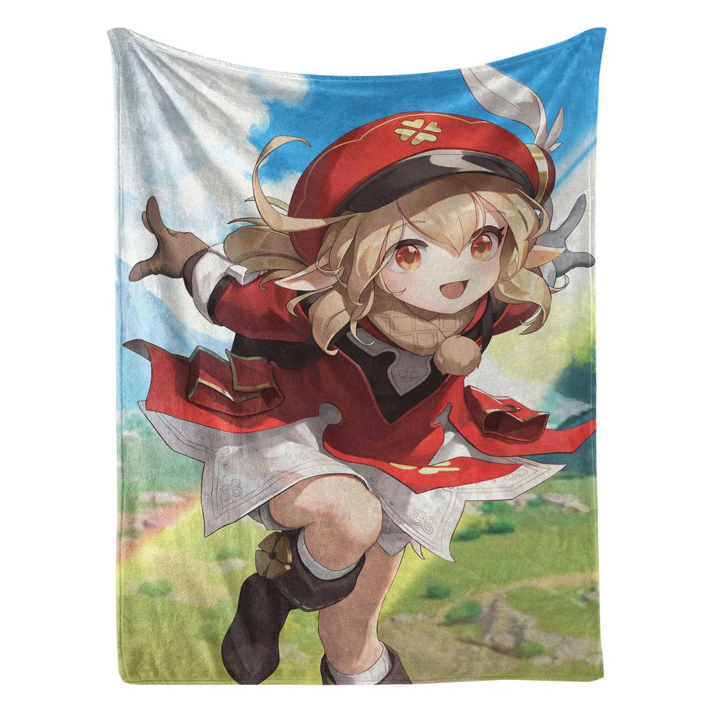 Genshin Impact Klee Cartoon Cute Blanket Cover Warm Soft Anime Flannel Knee Lanket Multifunctional Decoration Universal Blankets