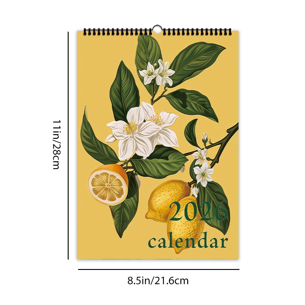 

1 шт., Цветочный настенный календарь 2026, Винтажный календарь растений | Для любителей растений, 12 уникальных дизайнов, Настенный календарь, День рождения, Рождество