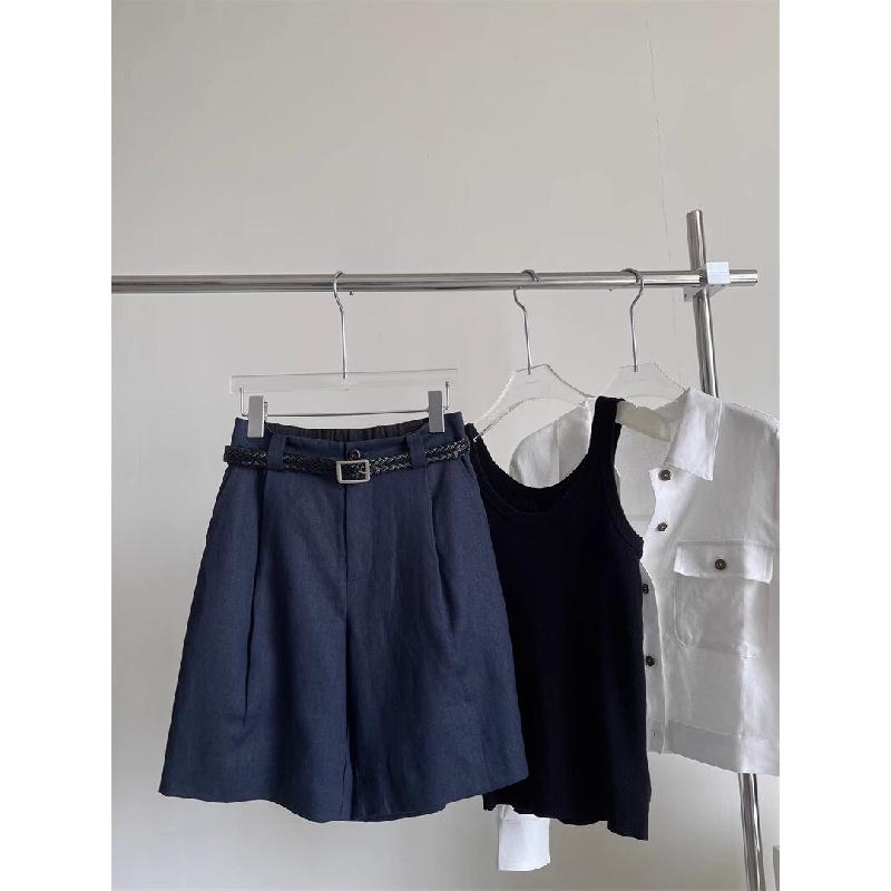 

2026 Summer New Casual Solid Color Women s Comfortable Breathable Casual Shorts XL темно-синього кольору
