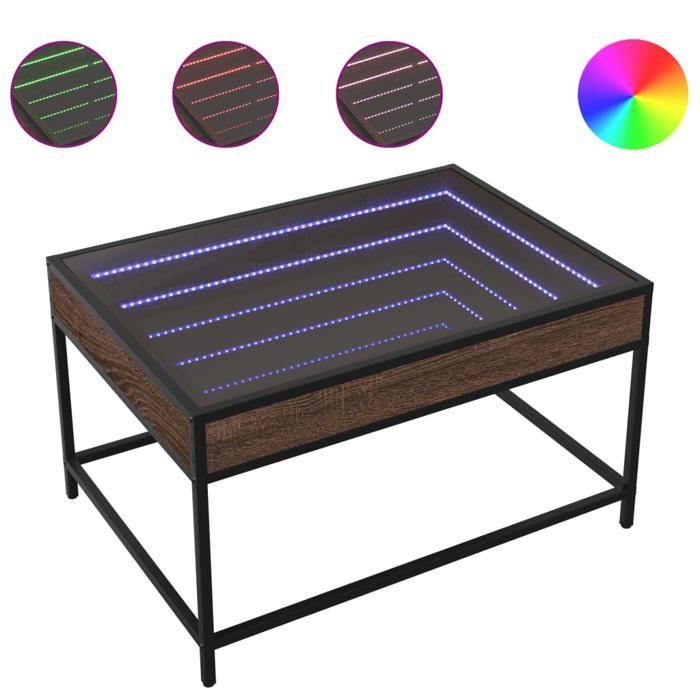 VidaXL Table basse avec LED infini chêne marron 70x50x41 cm, table d'appoint, table de salon, table latérale, bout de 847686
