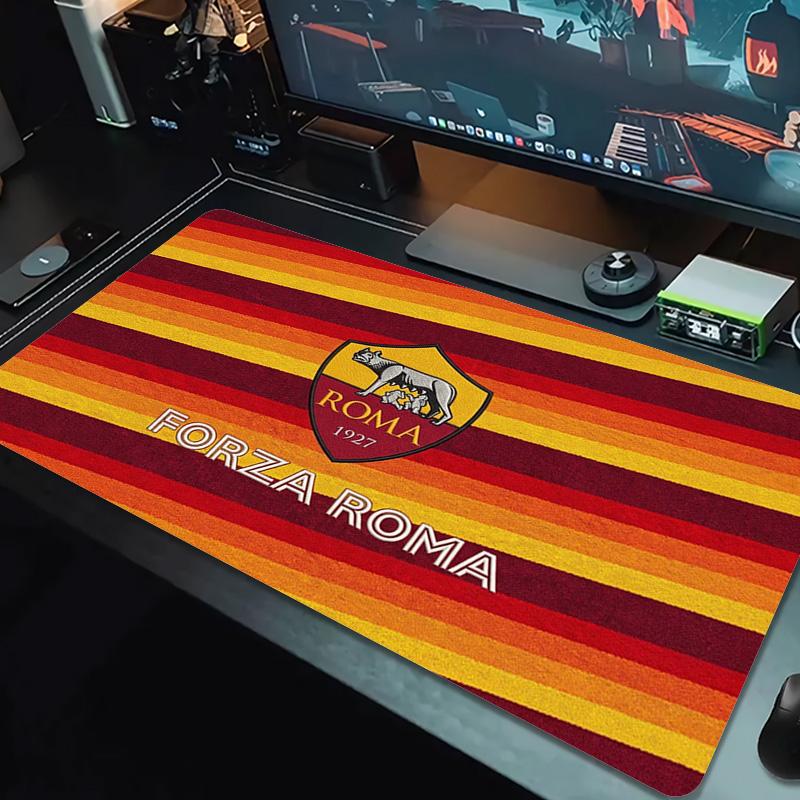 AS Roma Logo Color Mouse Pad Large Gaming Table Cushion Non-slip Laptop Tablet Big Mousepad XXL Mat Mini PC Playmat With Lock edge
