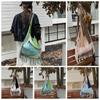 Patchwork Knitted Tassel Shoulder Bag Soft Commuting Tote Bag Sweet Boho Style Handbag  Outdoor
