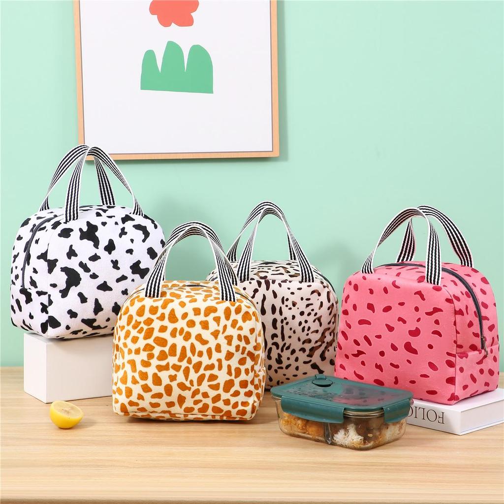 Animal Print Insulated Lunch Bag - Portable Bento Bag for Travel, Work, School, and Picnics