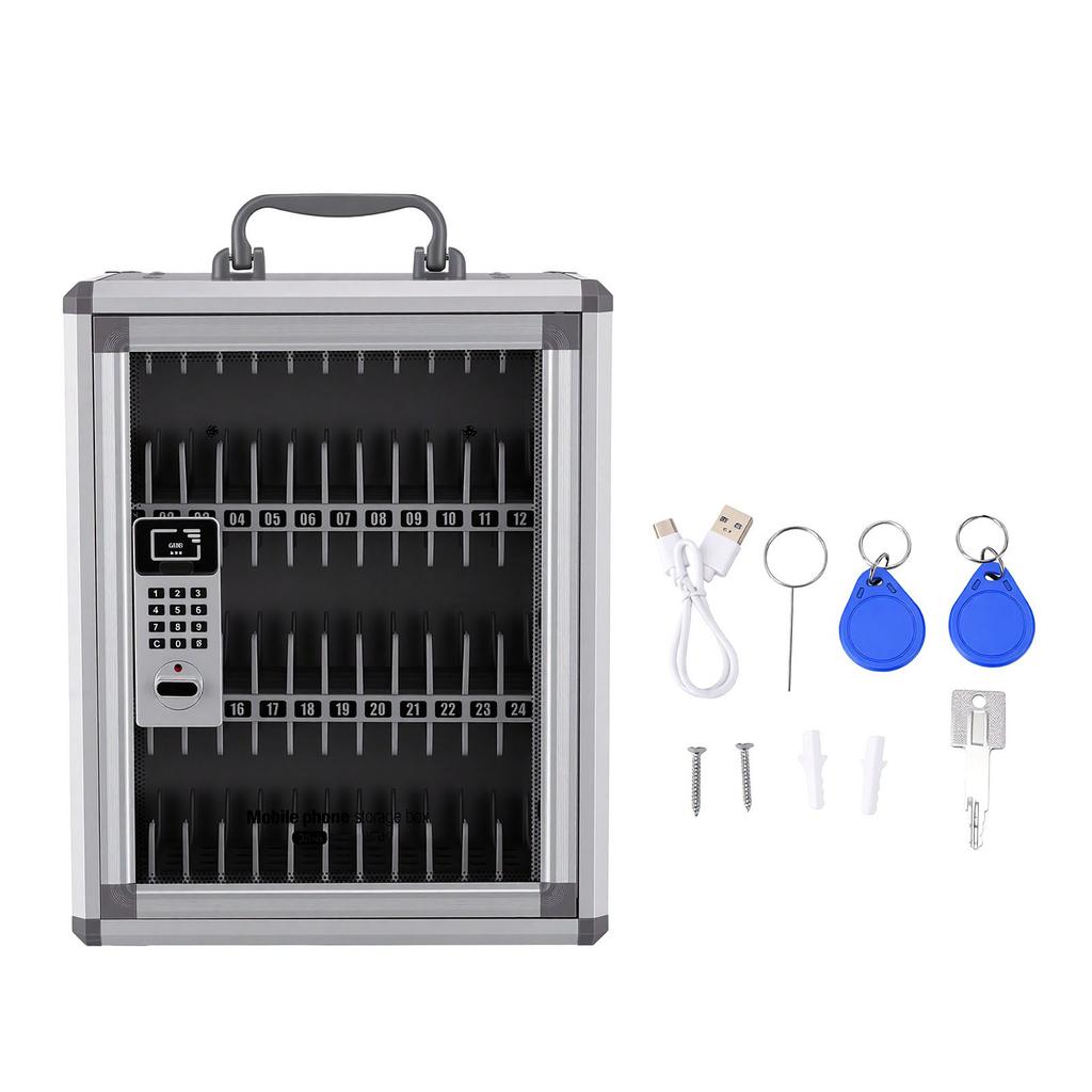 36 Compartments Phone Lock Box Portable Wall Mountable Storage Electronic Password Phone Box for Office School