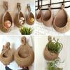 Boho Chic 3pcs Set of Hand-Woven Cotton Rope & Linen Baskets with Hooks - Ideal for Hanging Fruits, Vegetables