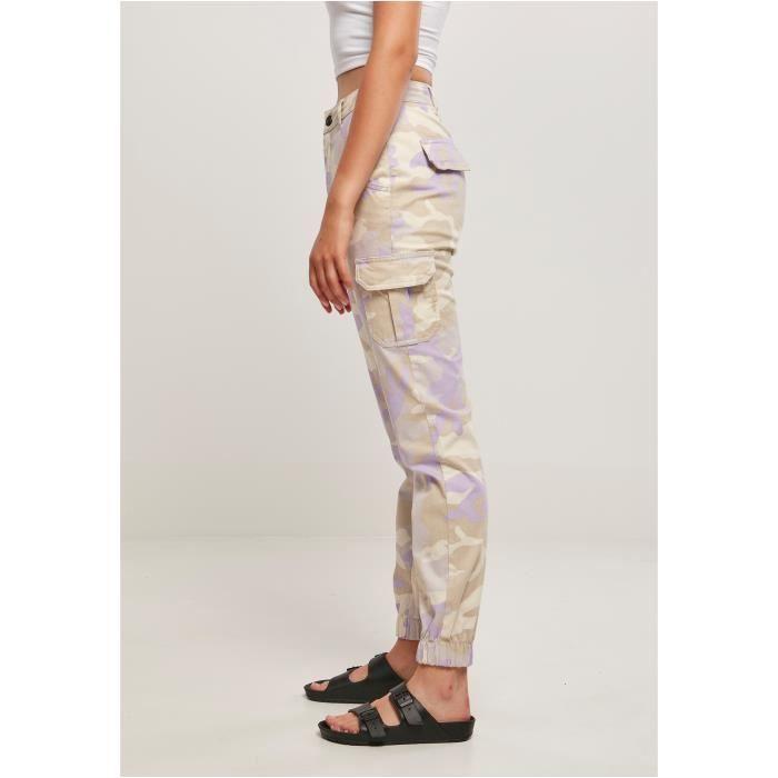 Damen Cargo-Hose Urban Classics - beige camouflage/lavendel - 28