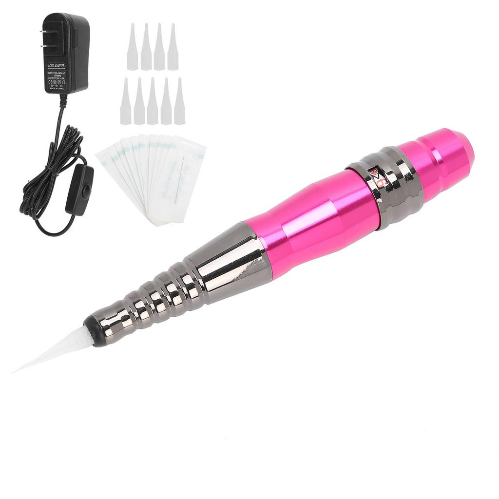 Semi Permanent Microblading Machine Pen Eyebrow Lip Tattoo Machine Needle Cap Set  (Rose Red )