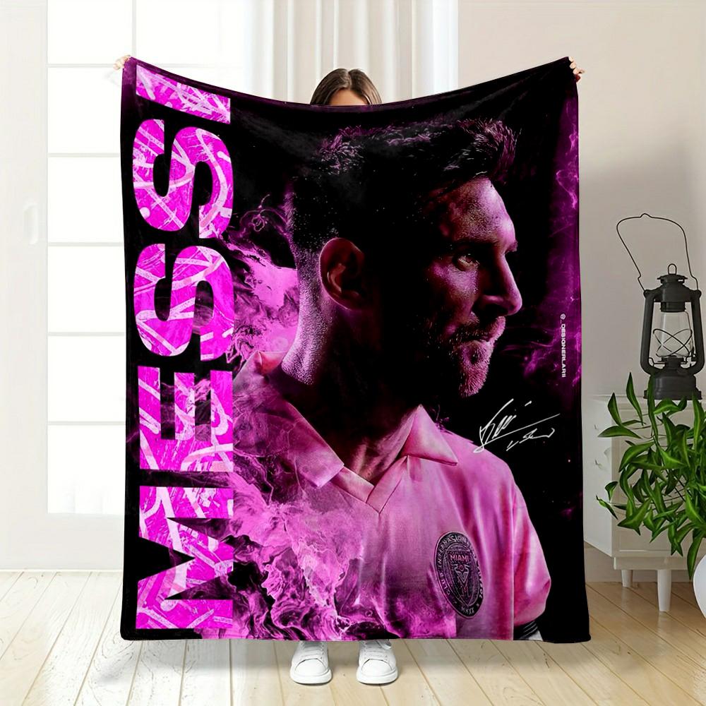 Pink Soccer Star Design Warm blanket, Stylish Decor Flannel blanket for bedroom, living room, sofa, and nap sofas