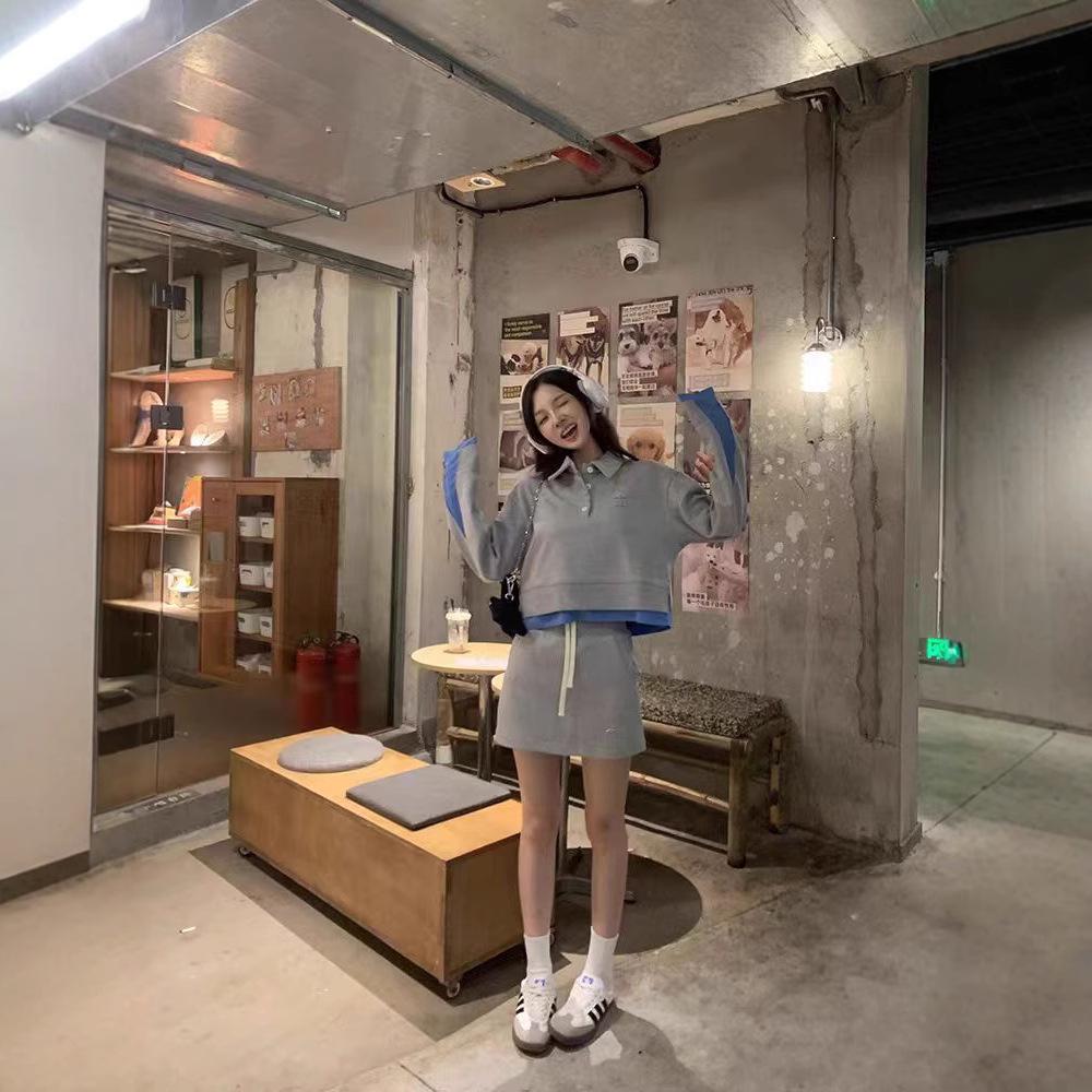 

Women s Trendy Midi Skirt: 24 New Spring/Summer Letter Applique, Embroidered Logo, Elastic Waist, Drawstring. Small сірий колір