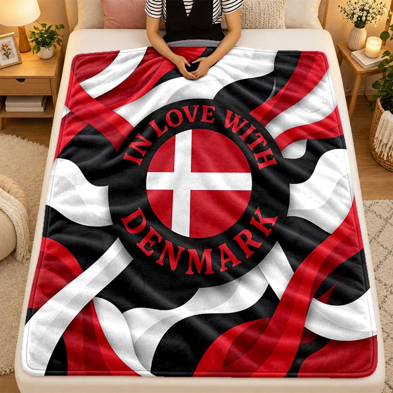 Flannel BlanketDenmark Football Warm Soft Throw Blanket for Indoor Sofa Bed Living Room Use