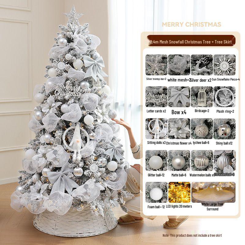 2M Luminous White Flocked Christmas Tree for Home or Window Decoration