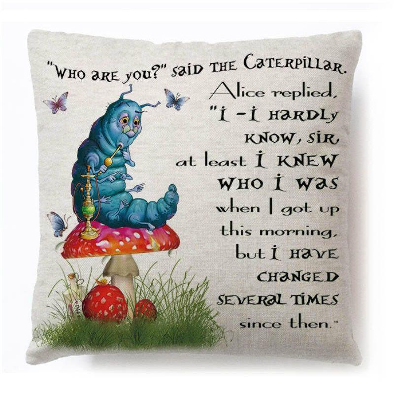 Cotton Linen Alice In Wonderland Pillow Case For A Charming Decor**