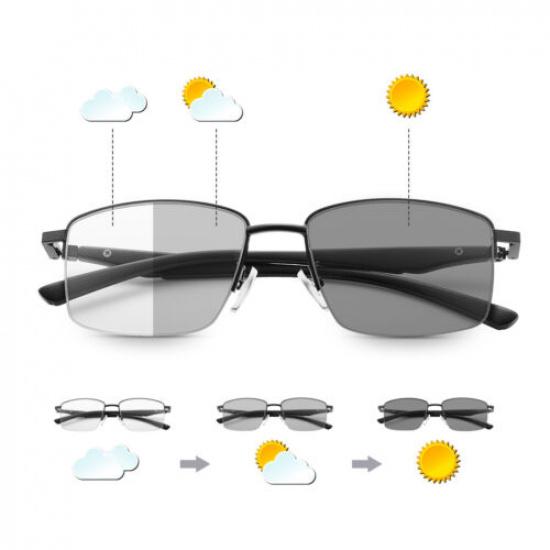 Photochromic Progressive Multifocal Reading Glasses Folding Reader Sunglasses =+4.00 strength