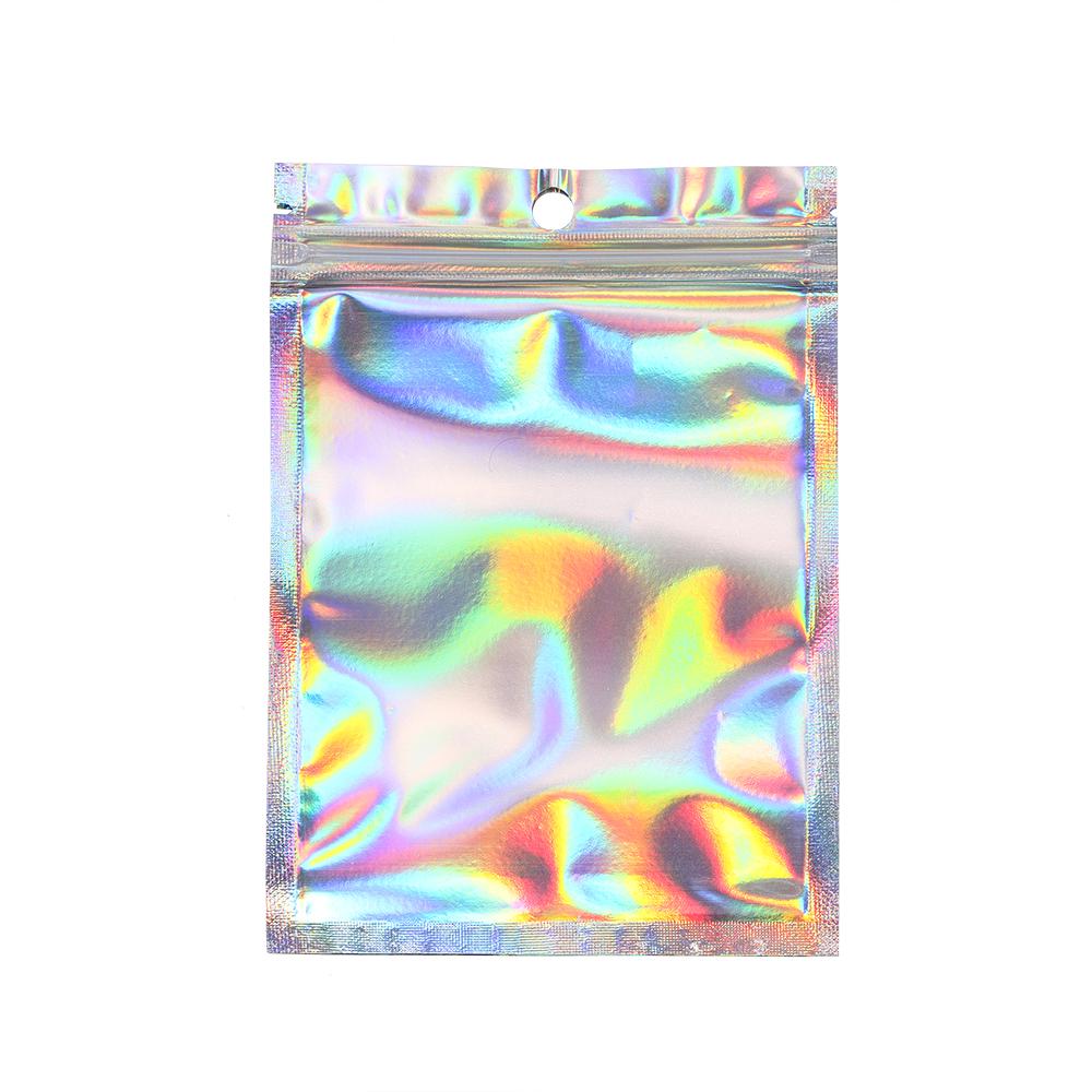 50pcs Self-Sealing Laser Small Plastic Bags for Jewelry Pouch with Clear Display Window Jewelry Packaging Gift Storage Bag