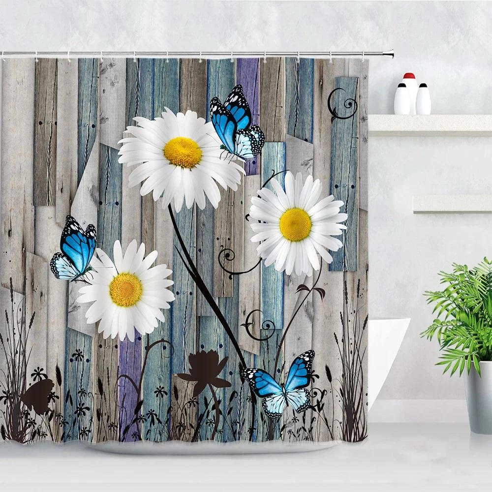 Duschvorhang Garten Bunte Blumen Natürliche Landschaft 3D Wasserdichtes Gewebe Badezimmer Vorhänge Badezimmer Zubehör Badezimmer Dekor