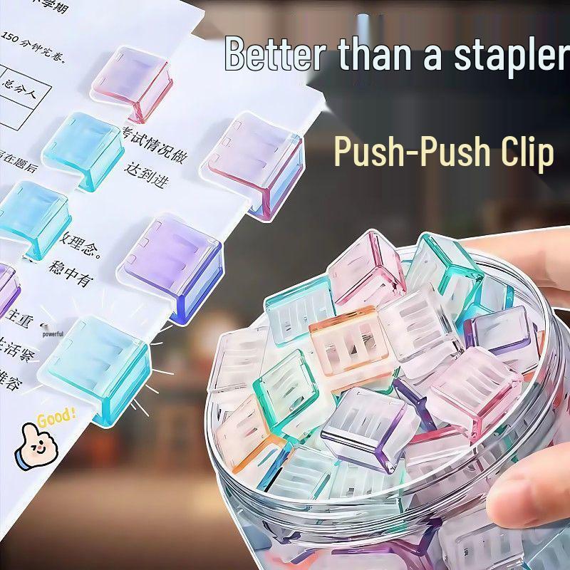 Candy Color Push-Pull Anti-Curl A4 Paper Binder Clips, 2025