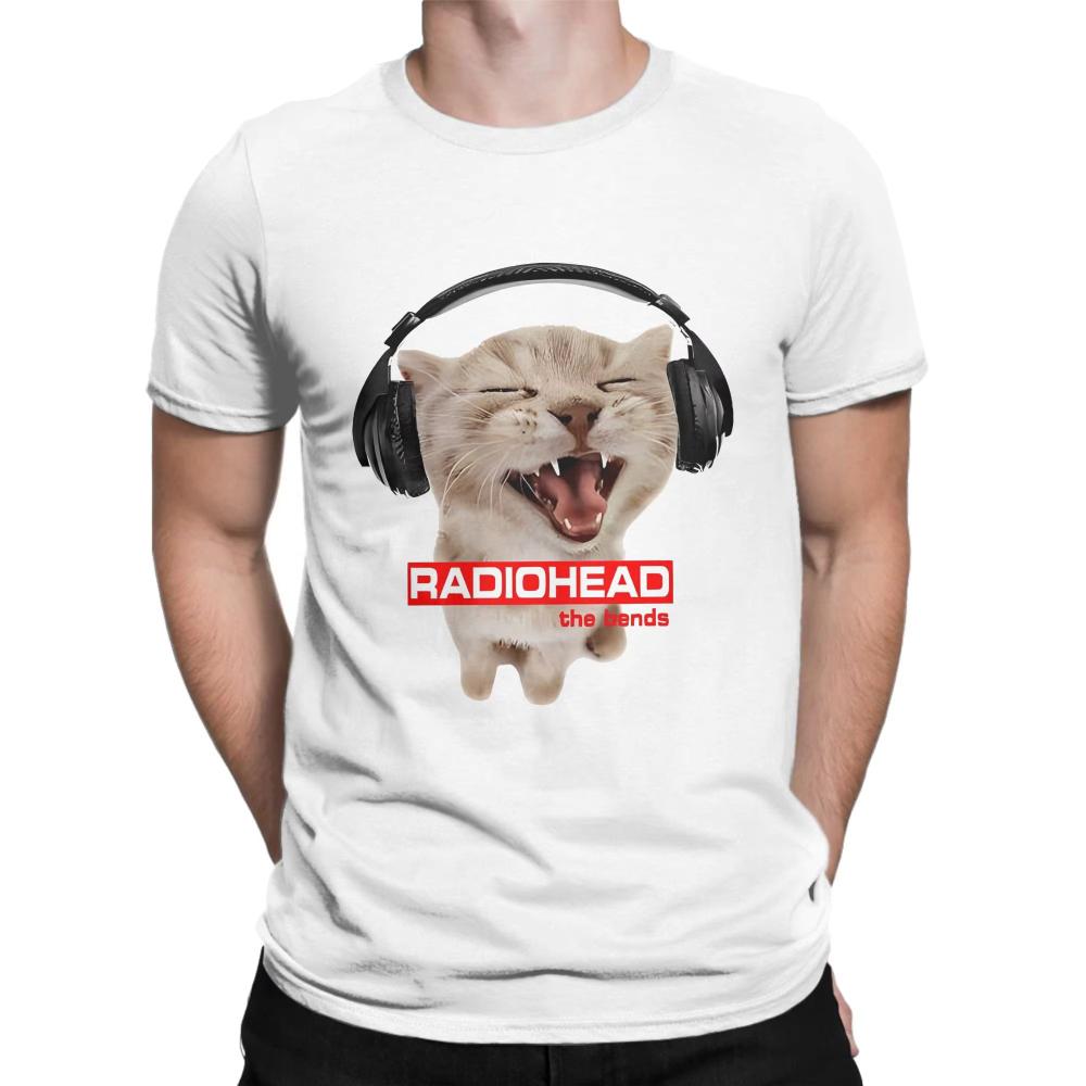Streetwear T Shirt Summer Radiohead Hip Hop T Shirt Cat with Headphones Cotton T Shirt for Man Women Y2K Funny Hot Sale Top Tee